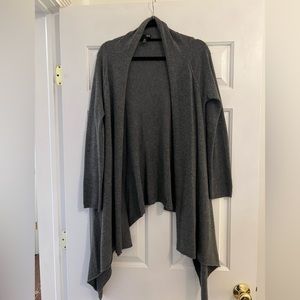 Grey 100% Cashmere Sweater Open Front Wrap